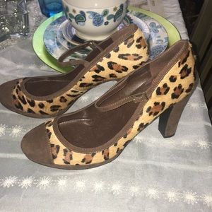 Ralph Lauren calf hair animal print 4” heel